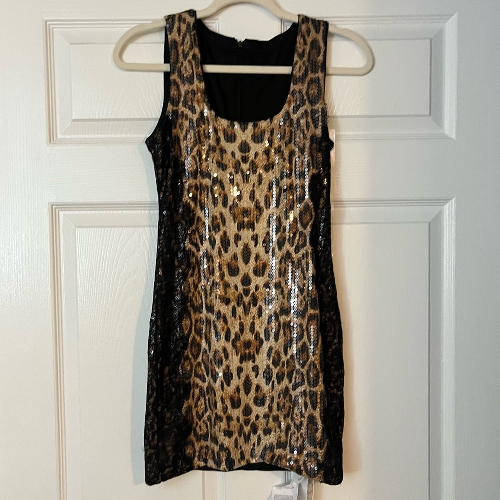 NWT Miss Rosier Leopard Print Sequin Dress S